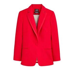 NWT JCrew Tipped Tuxedo Blazer Jacket Womens 00 Red One Button Italian Wool NEW